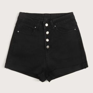Black denim shorts